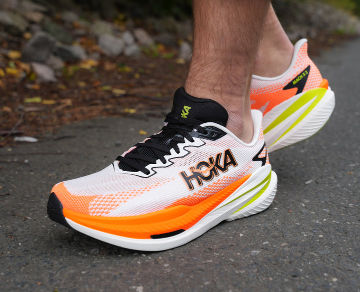 Hoka M MACH X 3 White / Neon Tangerine