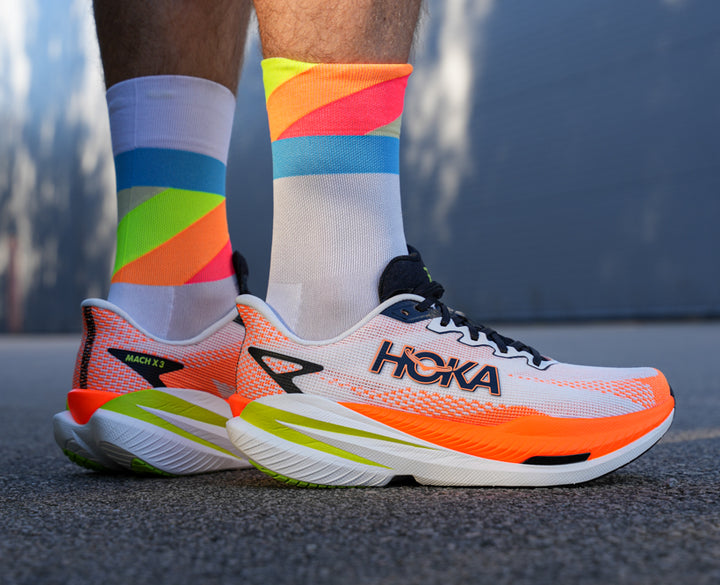 Hoka M MACH X 3 White / Neon Tangerine